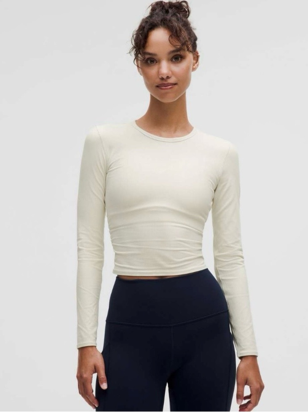 NWT Lululemon All It Takes Back-Twist Ribbed Long-Sleeve Shirt Bone